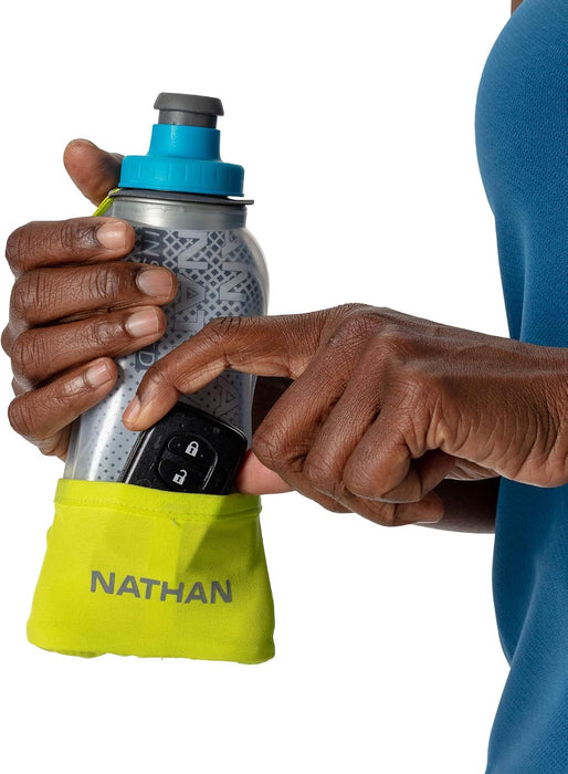 Running Handheld Water Bottle Adjustable No-Grip Quick Squeeze Lite Hand Strap. Reflective Hydration