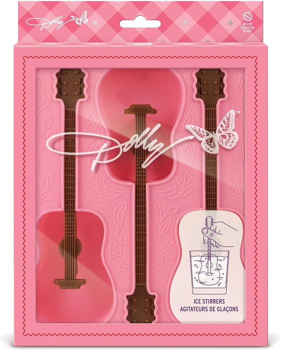 Guitar Ice Mold Tray, Pink, Creates Three Guitar Frozen Drink Stirrers, Great for Music Lovers