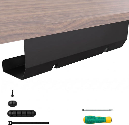 Under Desk Cable Management Tray (16.5 in, Metal, Black)