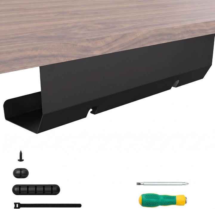 Under Desk Cable Management Tray (16.5 in, Metal, Black)
