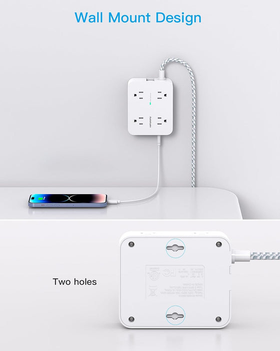 Surge Protector Power Strip, 1080J, 5 Ft Braided Extension Cord