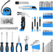 Drill Set: Tool Set with 8V Blue Cordless Drill, Home Tool Kit with Drill, Hand Tool Kits for Women 126 Piece