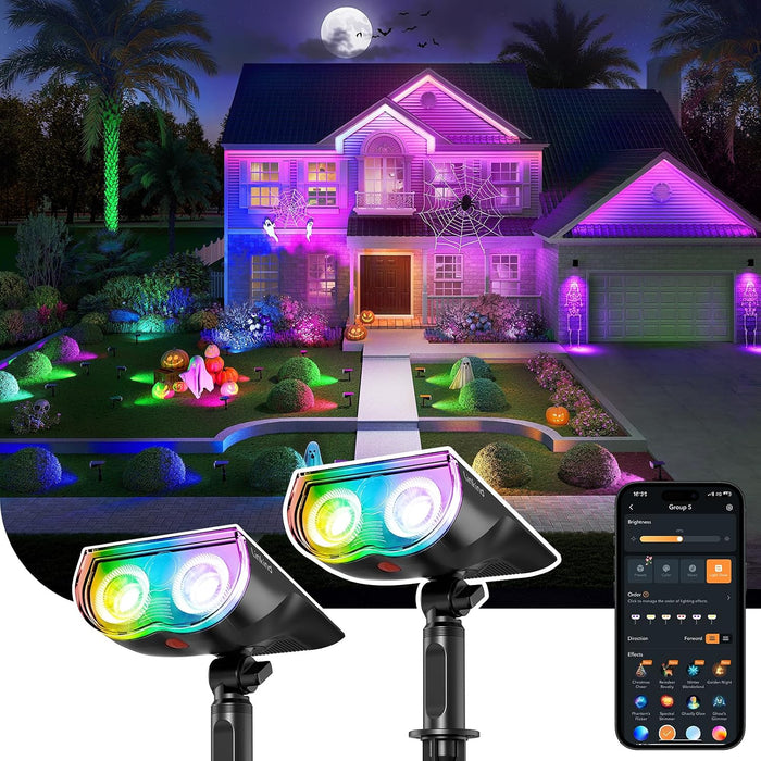 Smart Solar Spot Lights Outdoor SL5C, IP67 Halloween Lights Outdoor