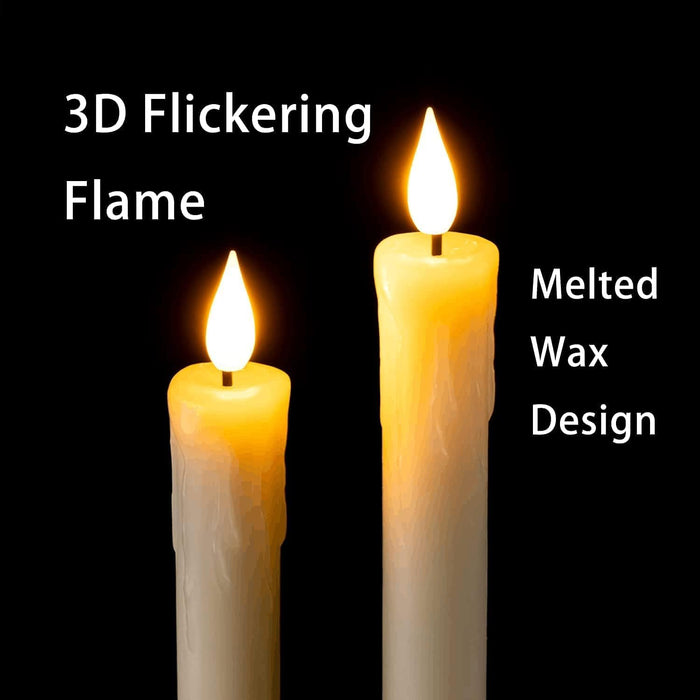 Real Wax LED Flameless Taper Candles with Remote Timer, 9.6 Inches Ivory Fake Candlesticks, Dripless Battery Operated Window Candle with 3D Flickering Flame for Fireplace Xmas Halloween