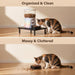 Adjustable Cat Food Stand, Elevated Cat Feeder Stand with 4 Height Settings, Automatic Cat Feeder & Tradition Bowls, Rai