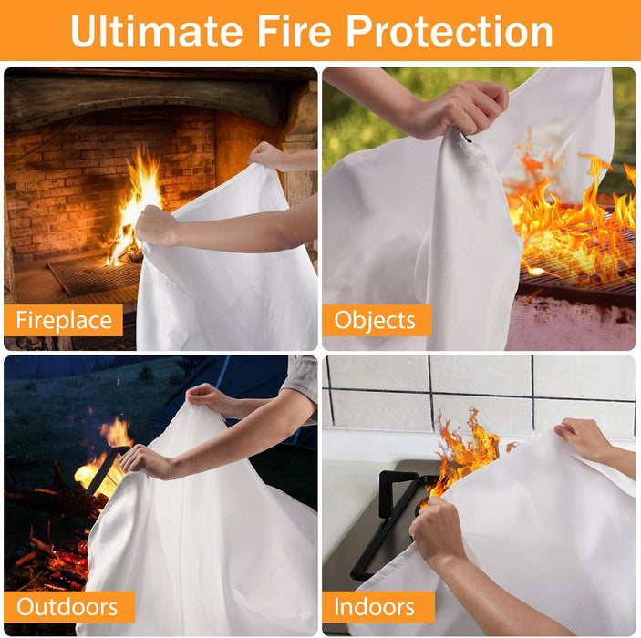 Emergency Fire Blanket for Home Kitchen -  Fiberglass Fire Suppression Blanket Great for School, Fireplace, Grill, Car, Office, Warehouse (4 Pack, 40"x40")