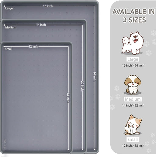 Silicone Cat & Dog Food Mat for Floors Waterproof, Anti-Slip Dog Bowl Mats for Food and Water, Pet Feeding Mats with Lip