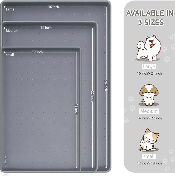 Silicone Cat & Dog Food Mat for Floors Waterproof, Anti-Slip Dog Bowl Mats for Food and Water, Pet Feeding Mats with Lip