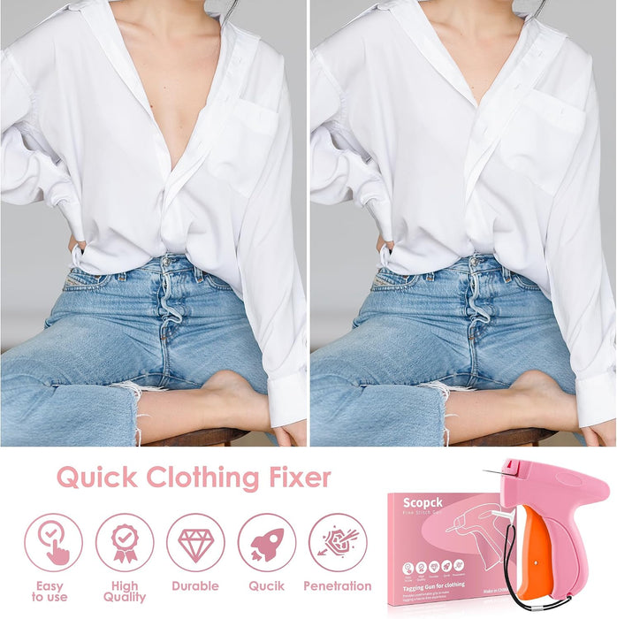 Stitch Gun for Clothes - Handheld Stitch Gun Quick Clothing Fixer - Tagging Gun - Includes 6 Needle, 1000 Black Fasteners & 1000 White Fasteners
