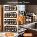 Wooden Lid Magnetic Spice Rack with 24 Jars, 216 Labels, 1 Steel Funnel for Refrigerator，Microwave Oven - Full Set of Sp