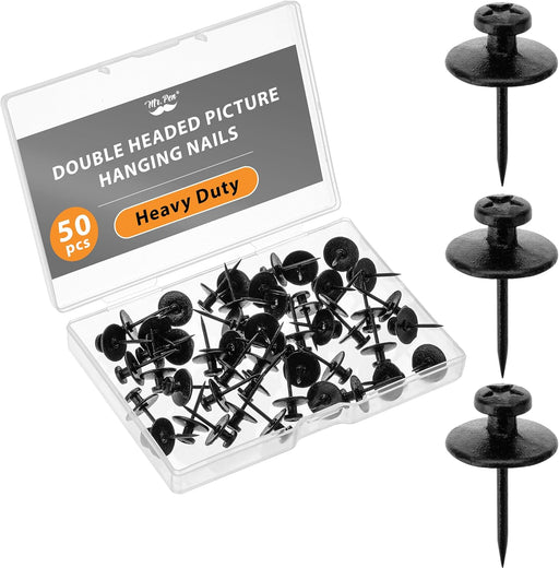 - Double Headed Picture Hanging Nails, 50 Pack, Black