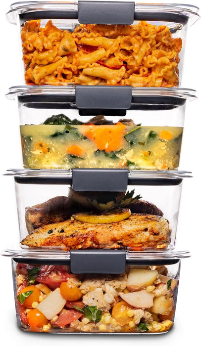Brilliance BPA-Free Food Storage Container Set with Airtight Lids, 5-Pack (3.2 Cup) - Perfect for Lunch, Meal Prep, and Leftovers