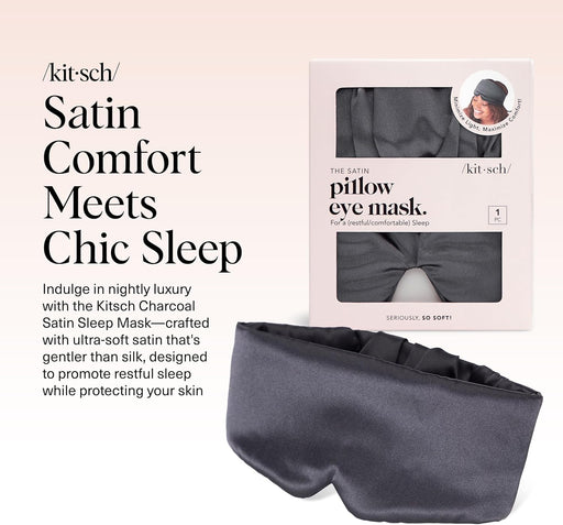Satin Sleep Mask | Eye Masks for Sleep - Charcoal Black