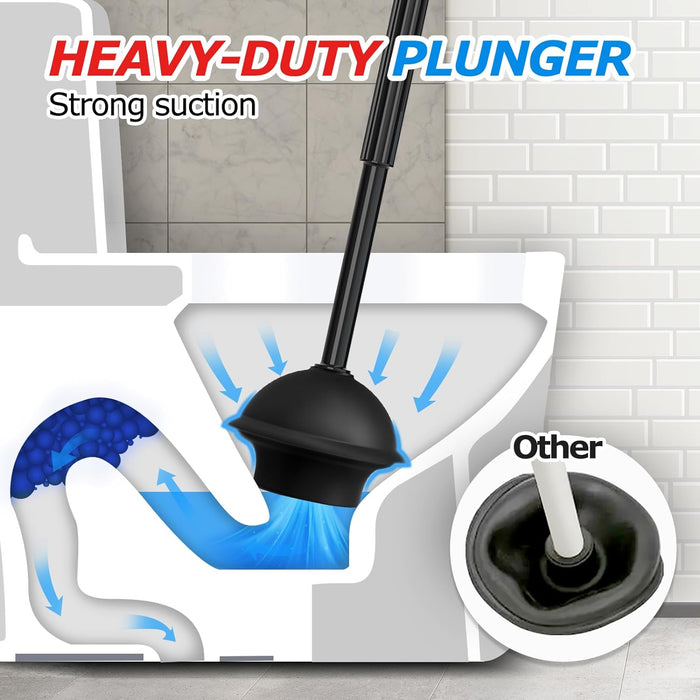 2in1 Toilet Brush and Plunger Set - Bathroom Bowl Holder Combo