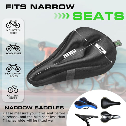 Bike Seat Cushion - Gel Padded Cover for Men Women Comfort, Extra Soft Exercise Bicycle Compatible with Peloton, Station