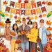 Thanksgiving Decorations Set, GIVE THANKS Banner and Garland, Hanging Swirls, Turkey Glasses and Maple Leaf for Indoor H