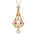 Women Exquisite Pearl Gemstone Lavalier Pendant Elegant Pearl Pendant Necklaces Natural Pearl Metal Braided Mesh Necklace