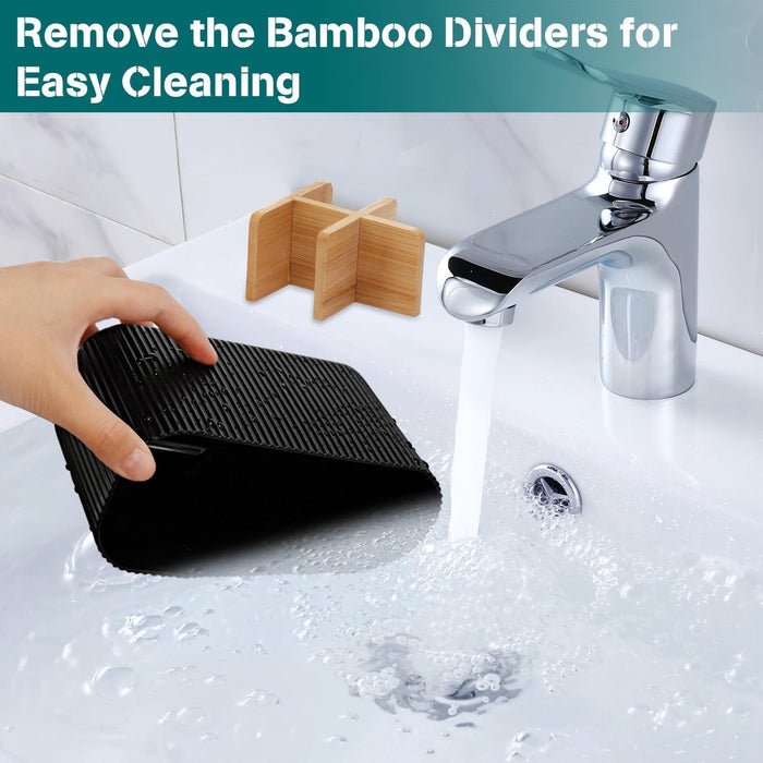 Black Toothbrush Holder, 5 Slots Bathroom Organizers and Storage