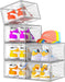 Sturdy Clear Shoe Organizer with Magnetic Door, Stackable Shoe Storage Box