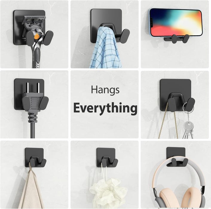 Adhesive Shower Hooks for Inside - Extra Sticky Stainless, Razor Holder Shower Accessories, Wall Mounted Self-Adhesive D