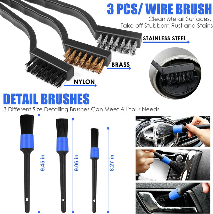 18PCS Car Cleaning Kit, Car Interior Detailing Kit with Blue High Power Handheld Vacuum, Detailing Brush Set, Windshield