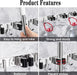 Broom Holder Wall Mount, 5 Racks 4 Hooks Heavy Duty Mop Organizer
