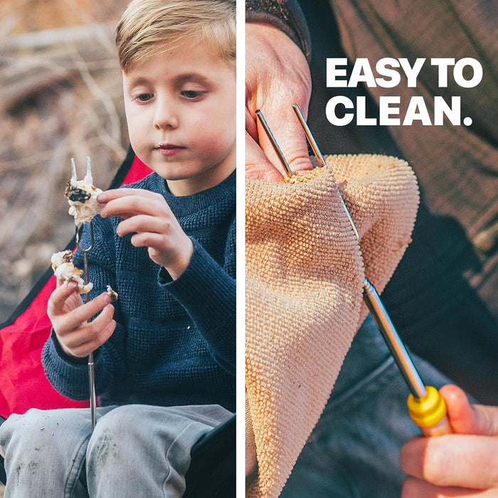 Smores Sticks for Fire Pit Long - Marshmallow Roasting Sticks Smores Kit - Smore Skewers Hot Dog Fork Campfire Cooking E