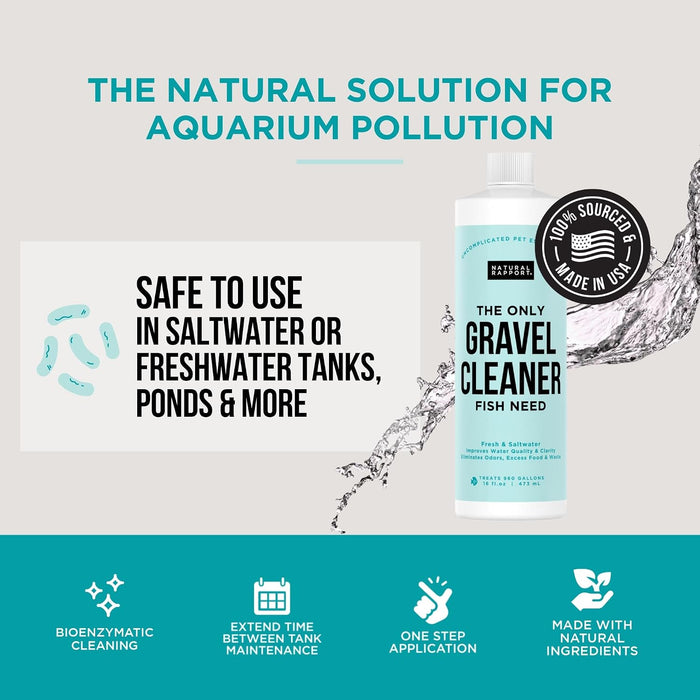 Aquarium Gravel Cleaner, No-Vacuum Waste Reducer, 16 oz