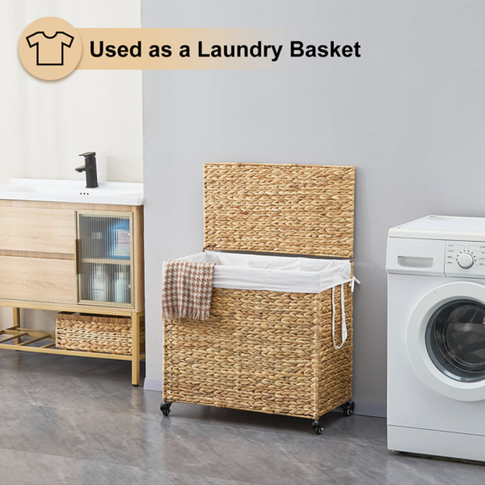 160L Rolling Three-Section Laundry Hamper