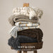 Plaid Chenille Knit Throw Blanket, 50"x60", Grey & Beige