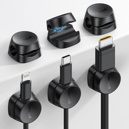 6Pack Cord Organizer, [1s Lock] Spring Cable Holder Clips for Desk