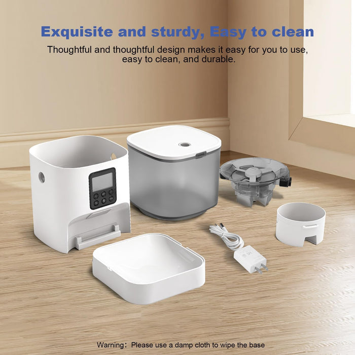 Automatic Cat Feeder, 4L Cat Food Dispenser with 10s Voice Recorder, Pet Feeder up to 8 Meals per Day, Timed Dog Feeder 