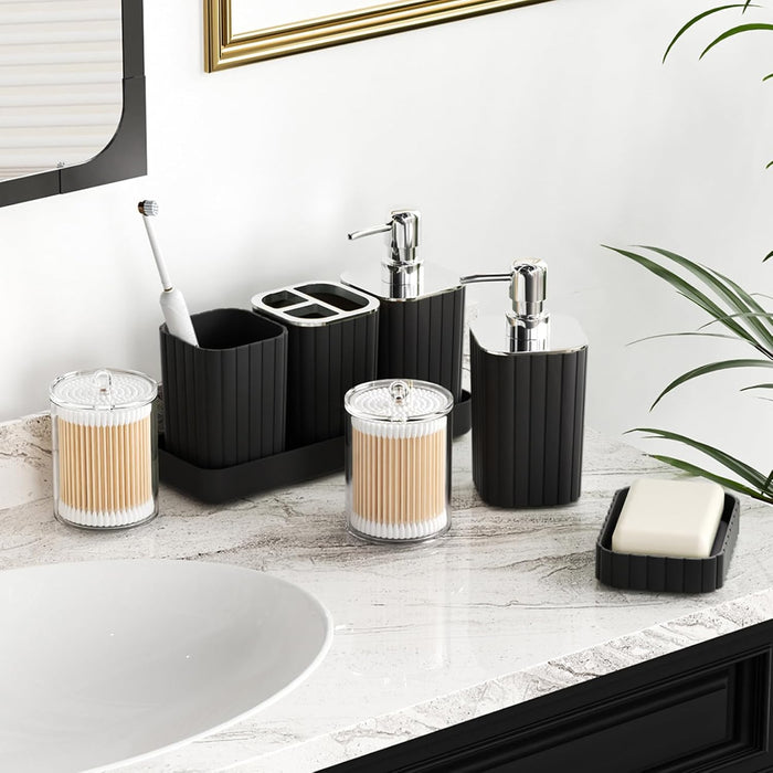 Bathroom Accessories Set - 10PC Gorgeous Black Bathroom Set