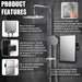 Shower Mirror for Shaving & Washing Your Face with a Squeegee - Built-in Two Razor Holder, 360°Rotation Adjustable Shavi