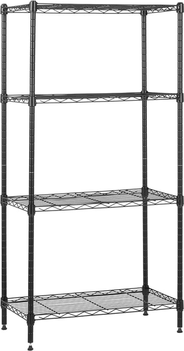 4-Shelf Steel Wire Storage Shelves for Garage, Adjustable Metal Shelving Unit, 200 lbs Per Shelf, 23.2" W x 48" H x 13.4" D, Black