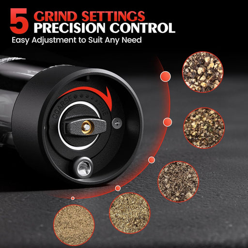Electric Salt and Pepper Grinder Set Automatic Battery Pepper Mill Shakers Adjustable Coarseness Upgraded Larger Capacit