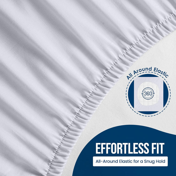 Waterproof Mattress Protector Twin Size, Premium Terry Mattress Cover 200 GSM, Breathable, Fitted Style with Stretchable Pockets (White)