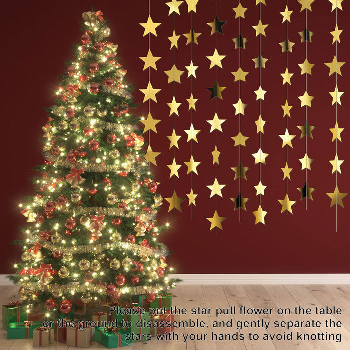 130 ft Star Garland Banner Decor, Gold