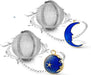 2pcs Tea Infuser, Tea Strainers for Loose Tea, Gold Plated Enamel Moon Star Celestial Charm Pendant Tea Ball Set Loose T