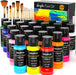 Acrylic Paint Set 24 Colors 2oz with 12 Brushes & Palette