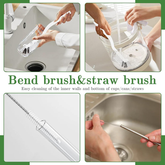 Crevice Cleaning Brush, Multifunctional Grout Brush and Straw Brush, 15 Pcs