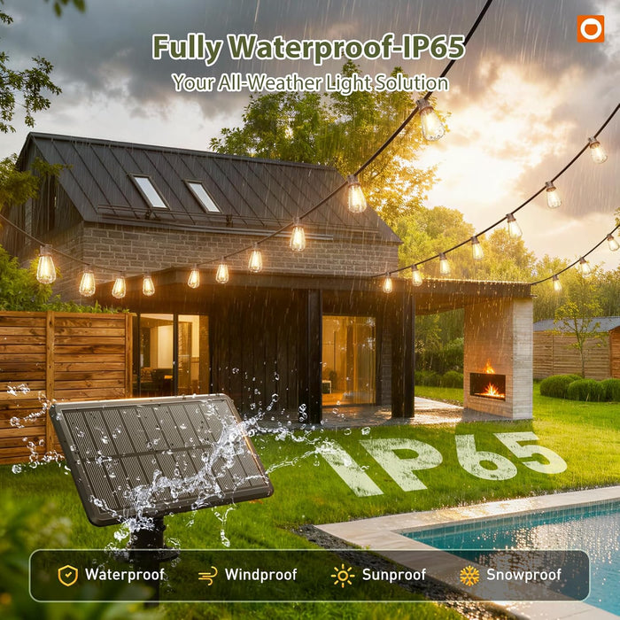 52FT(48+4) Solar String Lights Outdoor, Waterproof Dimmable 16+1 LED