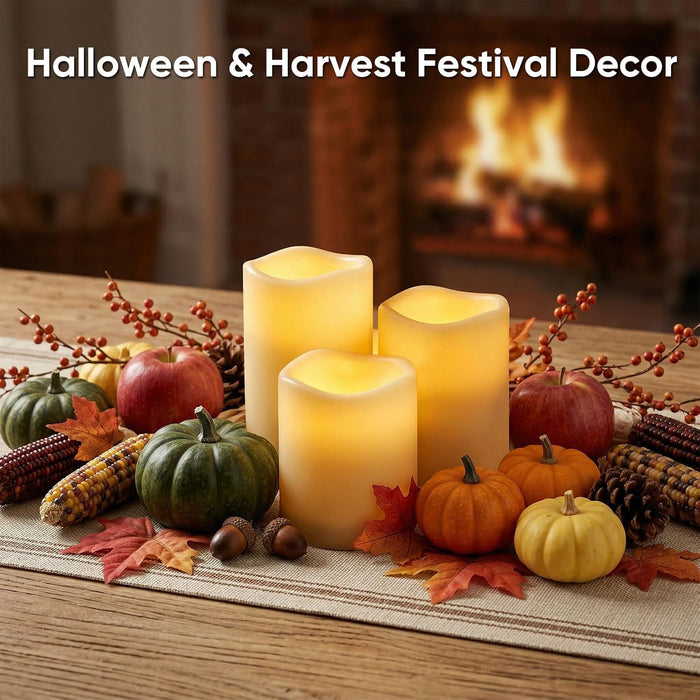 Waterproof Flameless Candles, Outdoor LED Pillar Candle Set of 2