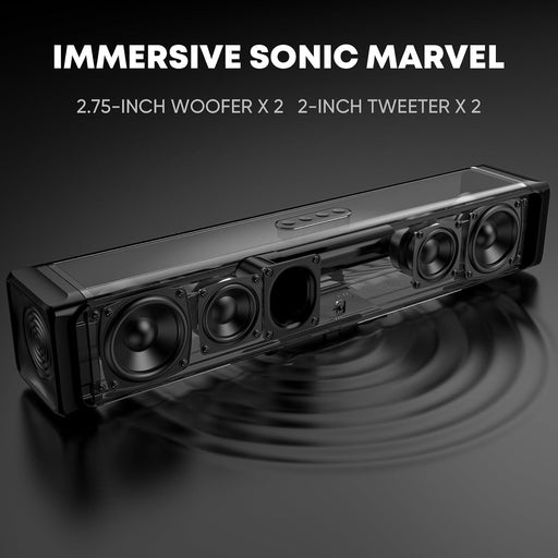 Sound Bar,Soundbar for TV with 4 Powerful Speakers,Surround Sound System for TV,17 inch Soundbar with Bluetooth/HDMI-ARC