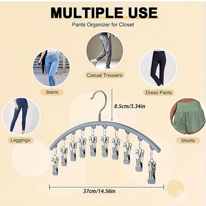 1/2/3PCS Legging Organizer for Closet, Pants Hangers With10 Clips Holds Space Saving Hanging Closet Organizer