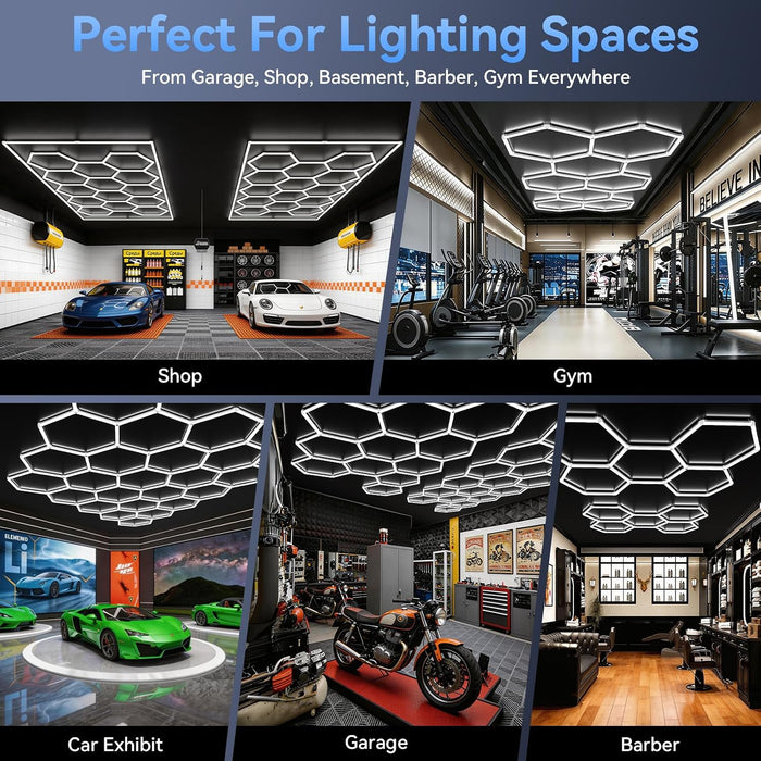Hexagon 5000K LED Garage Lights: 25 Pack Updated 1.31-inch Wider Size,26300LM Super Bright Hex Lighting Ceiling LED Shop