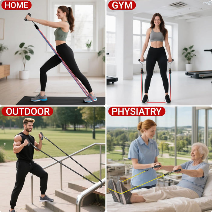 Resistance Bands, 10-150 LBS Exercise Bands with Handles, Ankle Straps & Door Anchor, Adjustable Workout Bands for Full 