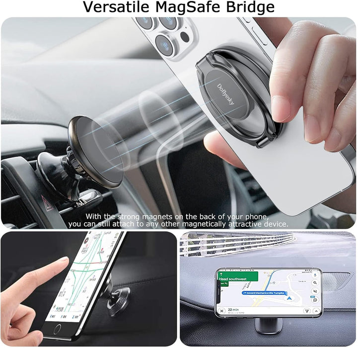 Magnetic Phone Ring Holder with Magsafe, Double Adjustable Gym Finger Ring Grip, Removable Phone Grip, for iPhone, iPad 