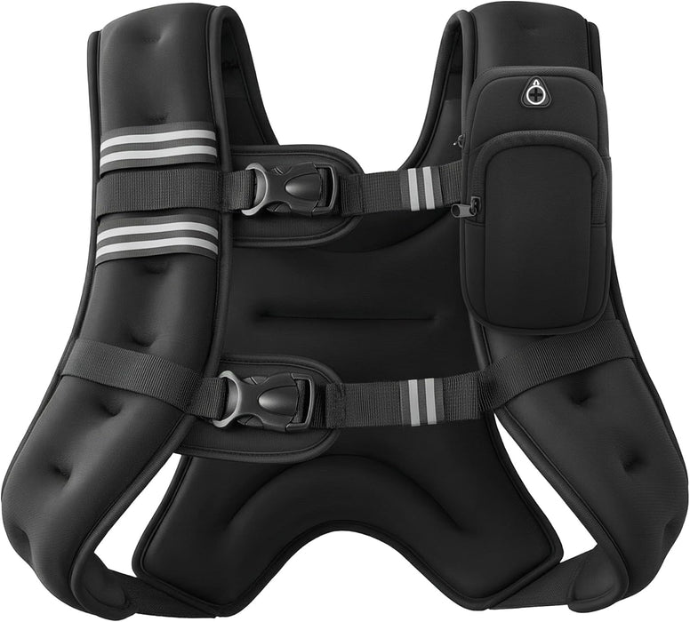 Weighted Vest, 6lb/8lb/12lb/16lb/20lb/25lb/30lb Weight Vest with Reflective Stripe for Workout, Strength Training, Runni
