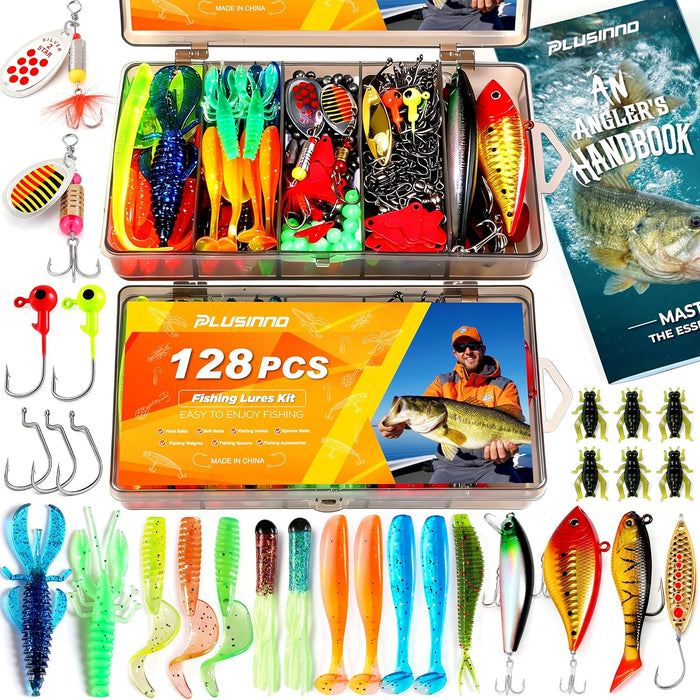 Fishing Lures, All-in-One Fishing Tackle Box with Tackle Included, Fishing Gear Lure Bait Accessories Kit for Freshwater Bass Trout, Ideal Fishing Gifts for Men, Father & Beginners